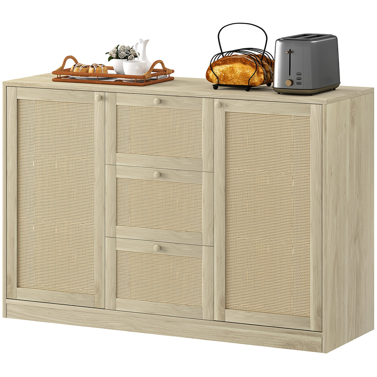 Kitchen Coffee Bar Cabinet with 3 Drawers – 47"W x 31"H