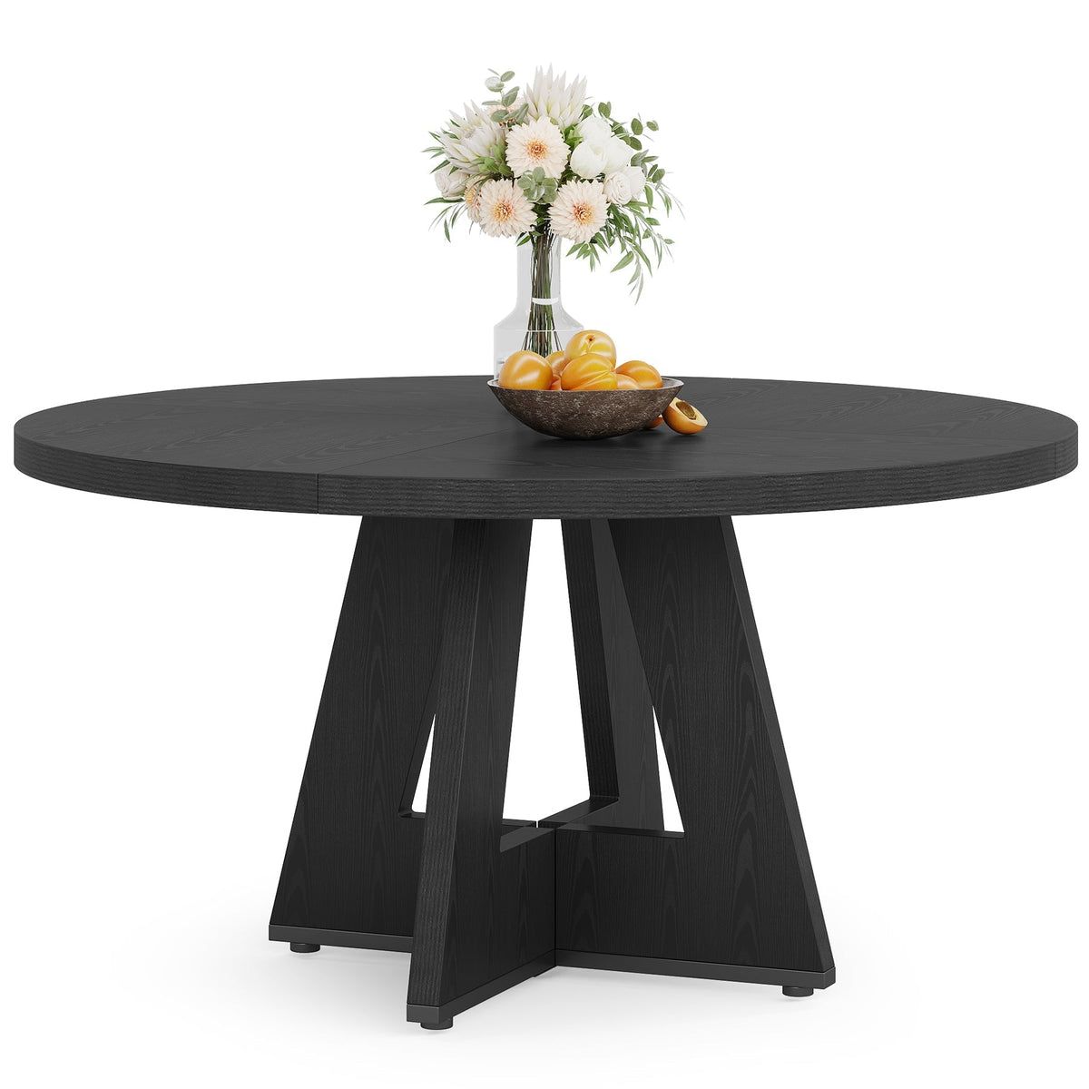 Round Dining Table for 4, 47" Wood Kitchen Table Farmhouse Dinner Table