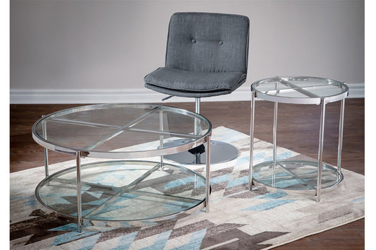 Round Glass Coffee Table & End Table Set