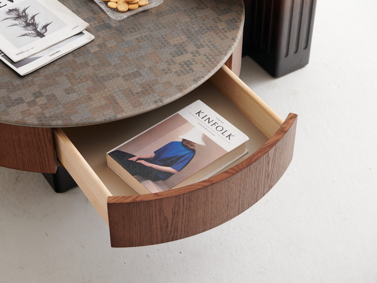Round Nesting Coffee Table Set, Wood Finish