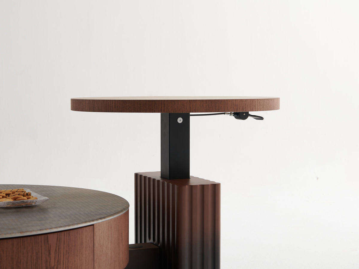 Round Nesting Coffee Table Set, Wood Finish