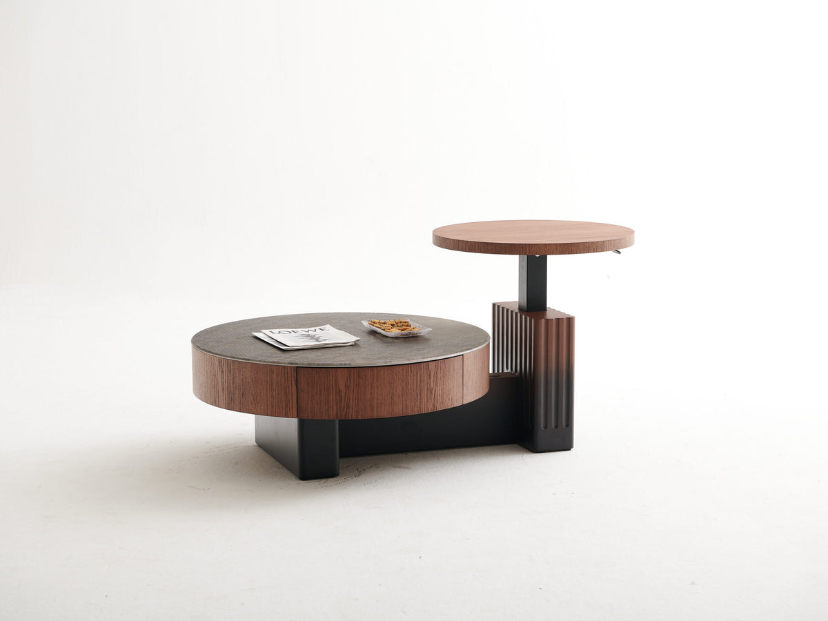 Round Nesting Coffee Table Set, Wood Finish