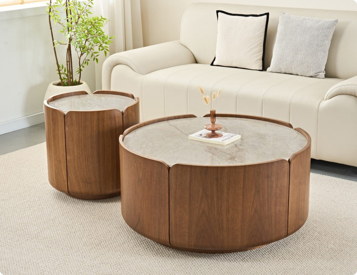 Round Wood Drum Coffee Table