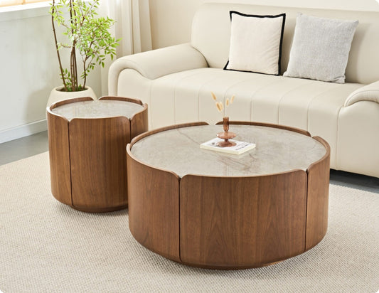 Round Wood Drum Coffee Table
