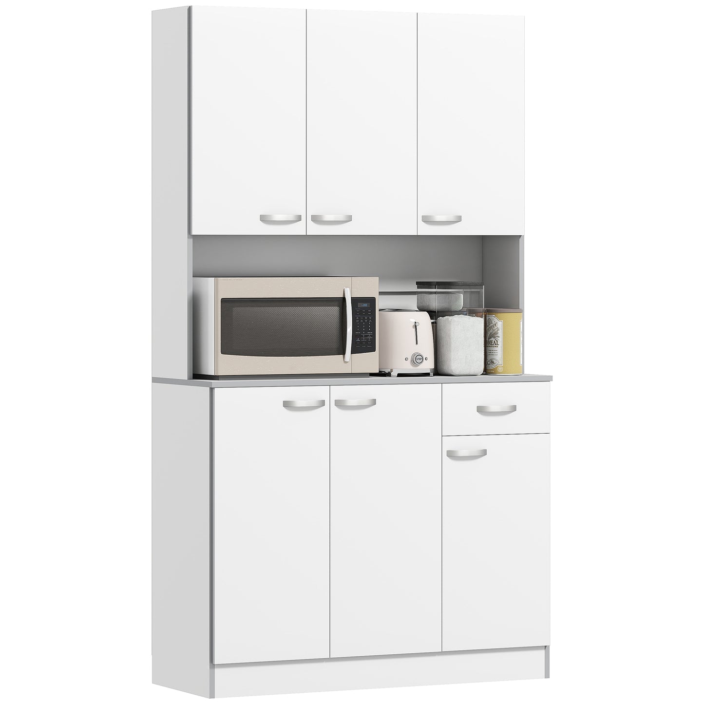 HOMCOM Modern Buffet Hutch With Storage Cabinets White