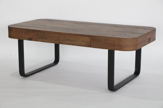Rustic Wood Coffee Table with Black Metal Legs