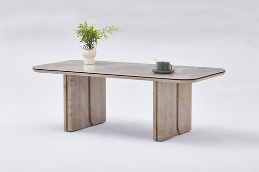 Rustic Wood Coffee Table with Panel Legs