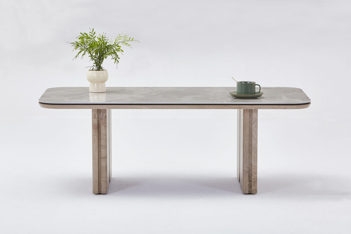Rustic Wood Coffee Table with Panel Legs