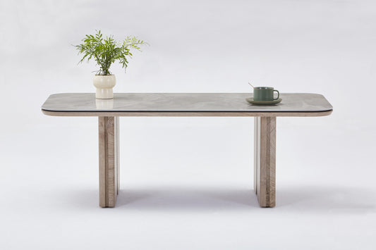 Rustic Wood Coffee Table with Panel Legs