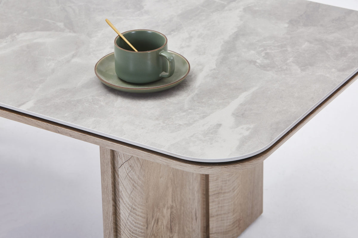 Rustic Wood Coffee Table with Panel Legs