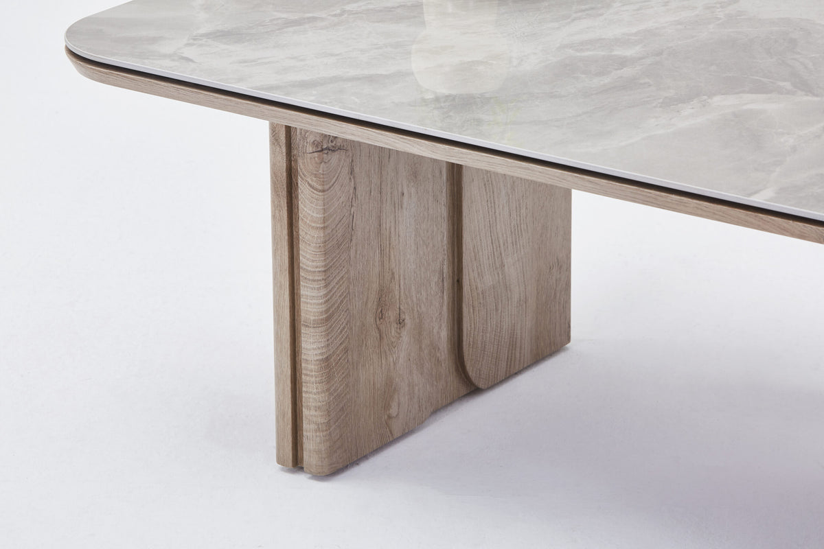 Rustic Wood Coffee Table with Panel Legs