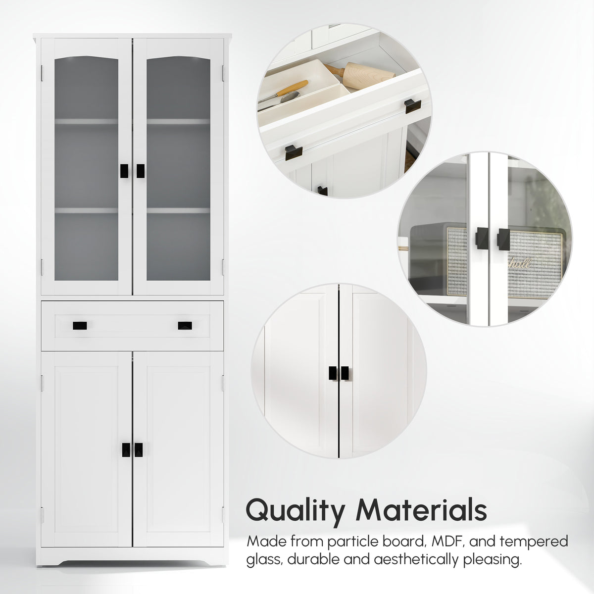 4-Door Kitchen Pantry Cabinet with Adjustable Shelves – 24"W x 63"H