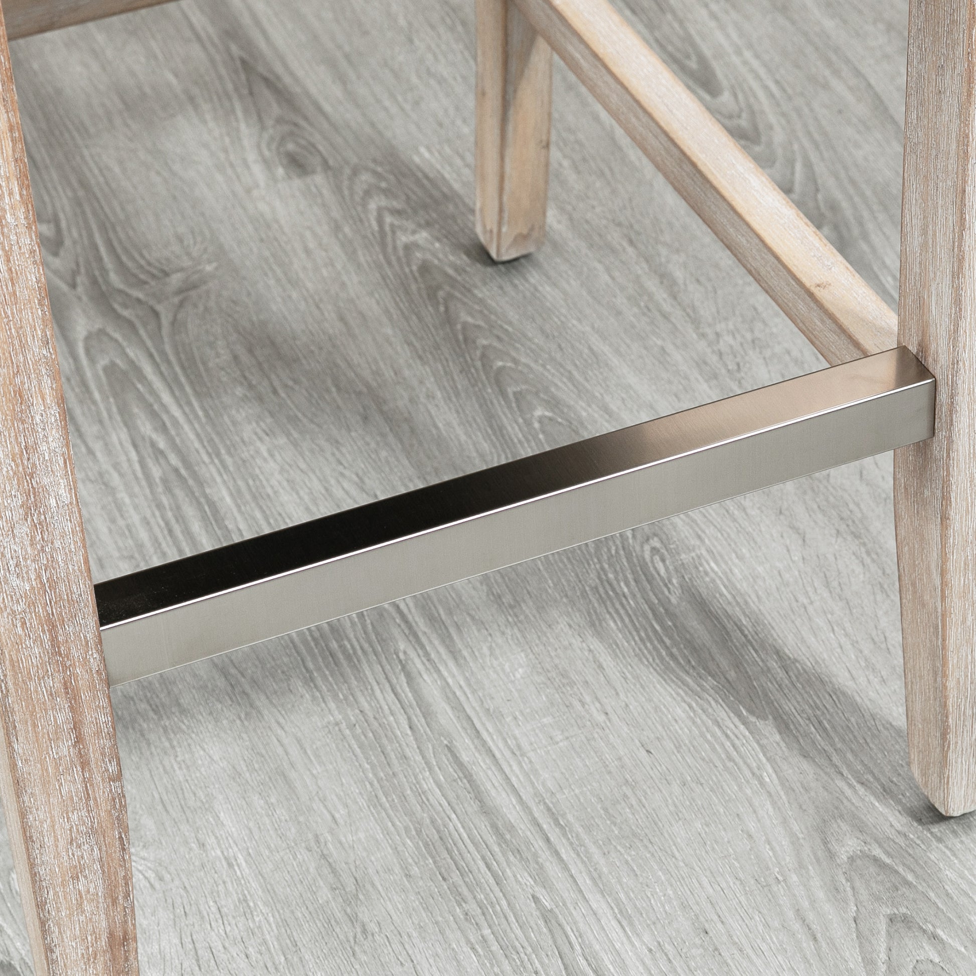 HOMCOM 2-Piece Grey Upholstered Counter Height Bar Stools, Nailhead Backrest