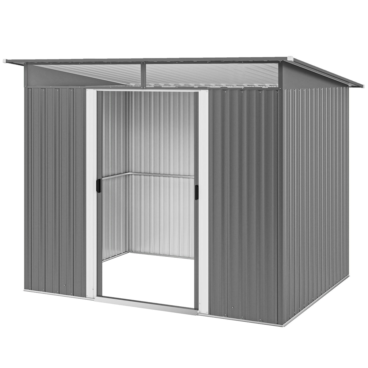 9' x 6.5' Outdoor Metal Storage Shed Utility Tool Storage House w/ Double Sliding Doors for Garden