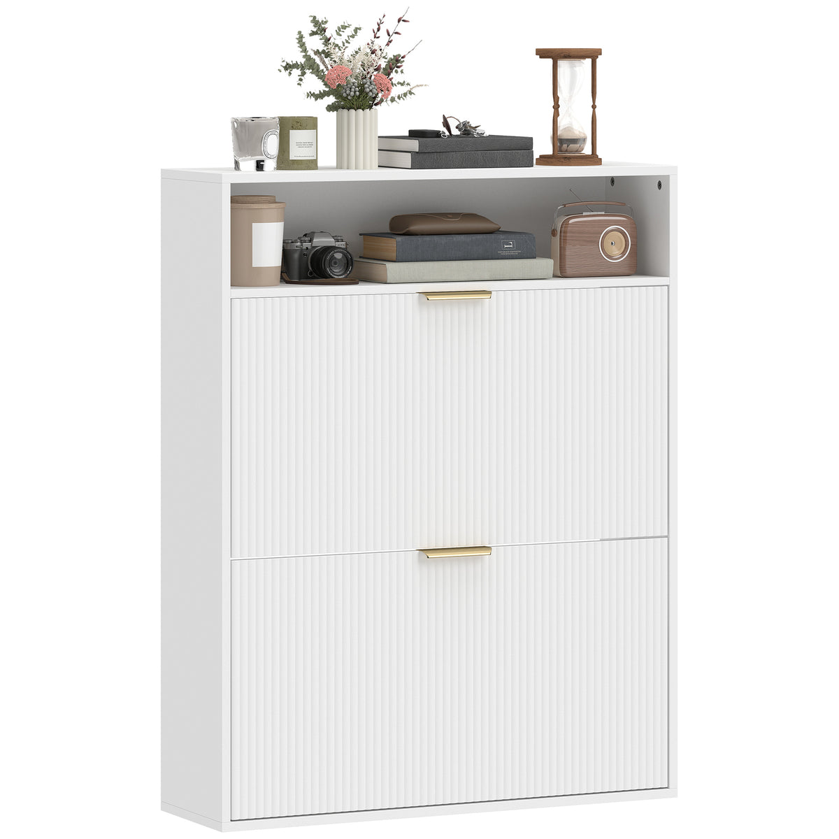 Shoe Cabinet with 2 Flip Drawers – 31"W x 40"H