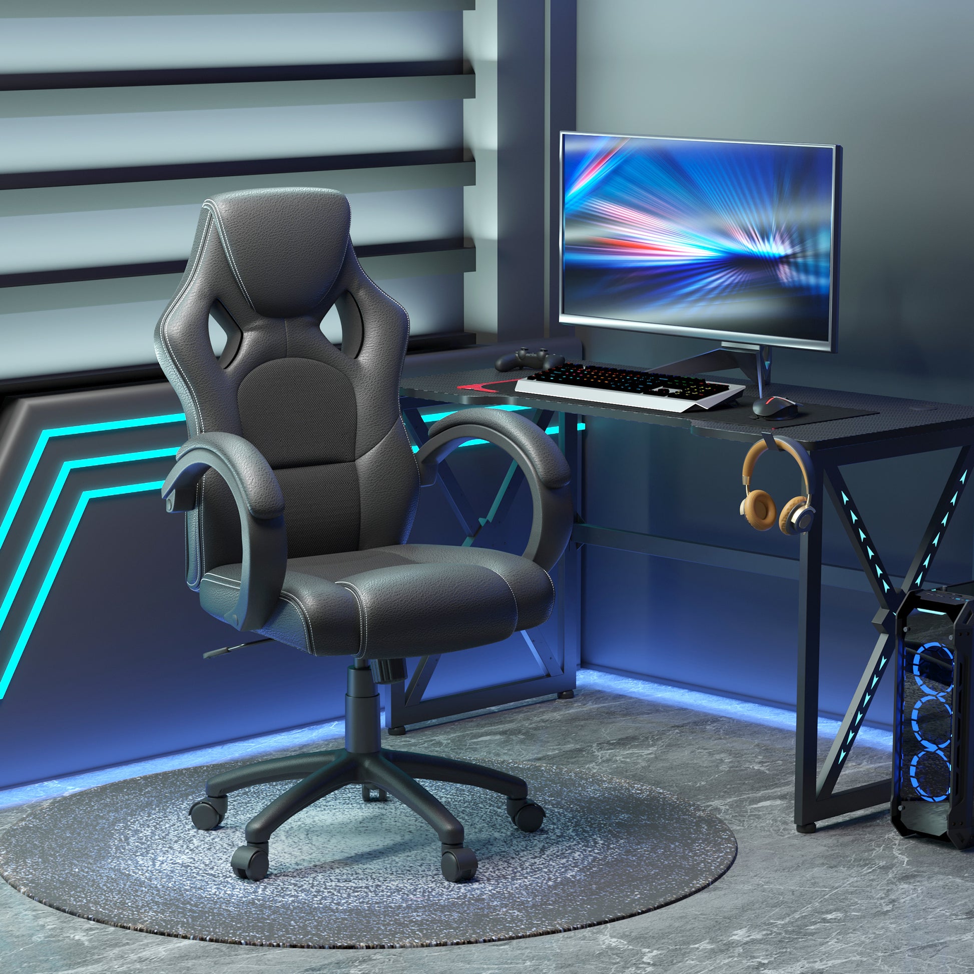 HOMCOM Ergonomic Racing Style High-Back Executive Swivel Office Gaming Chair Black