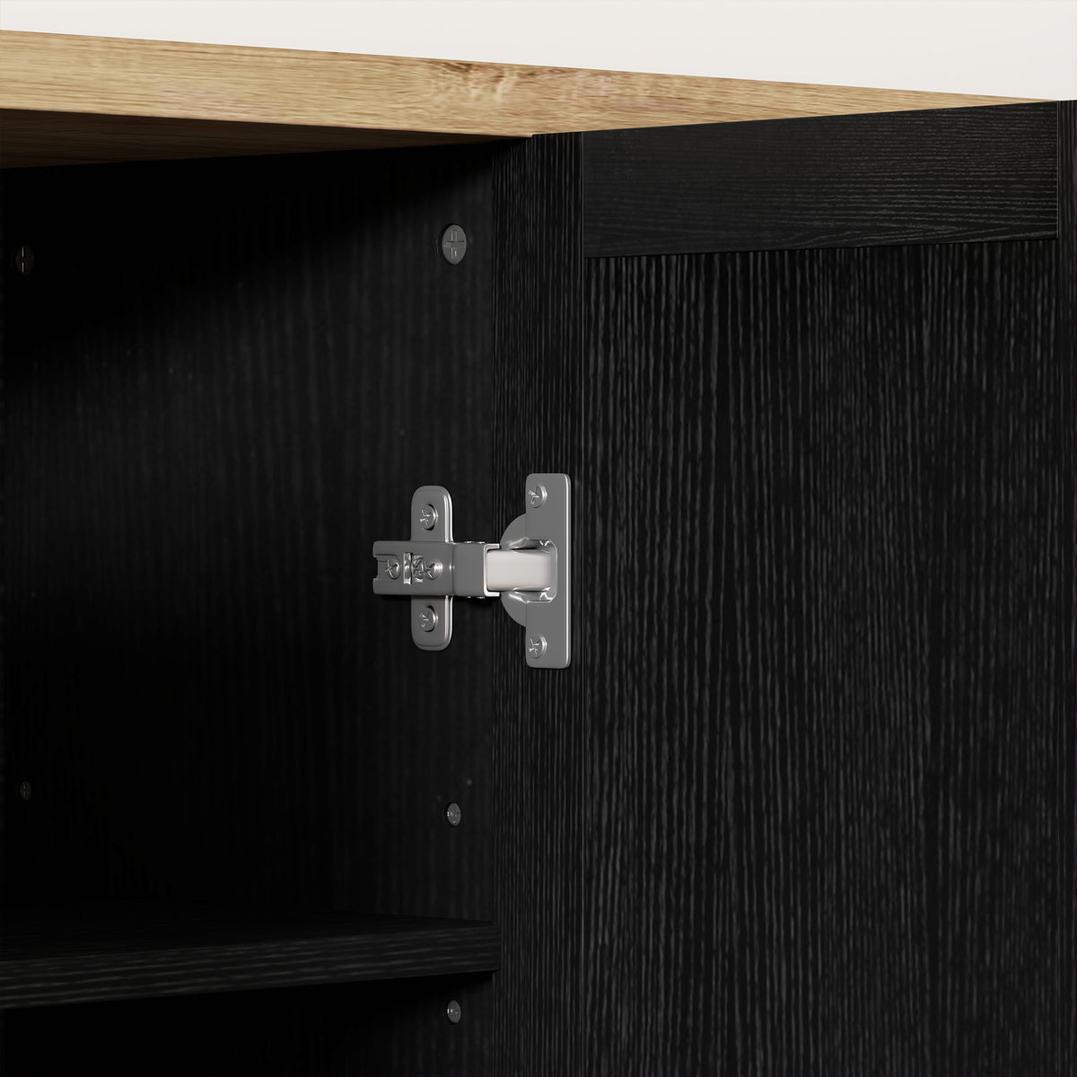 Modern Kitchen Storage Cabinet with 4 Doors Adjustable Shelves – 47"W x 35"H