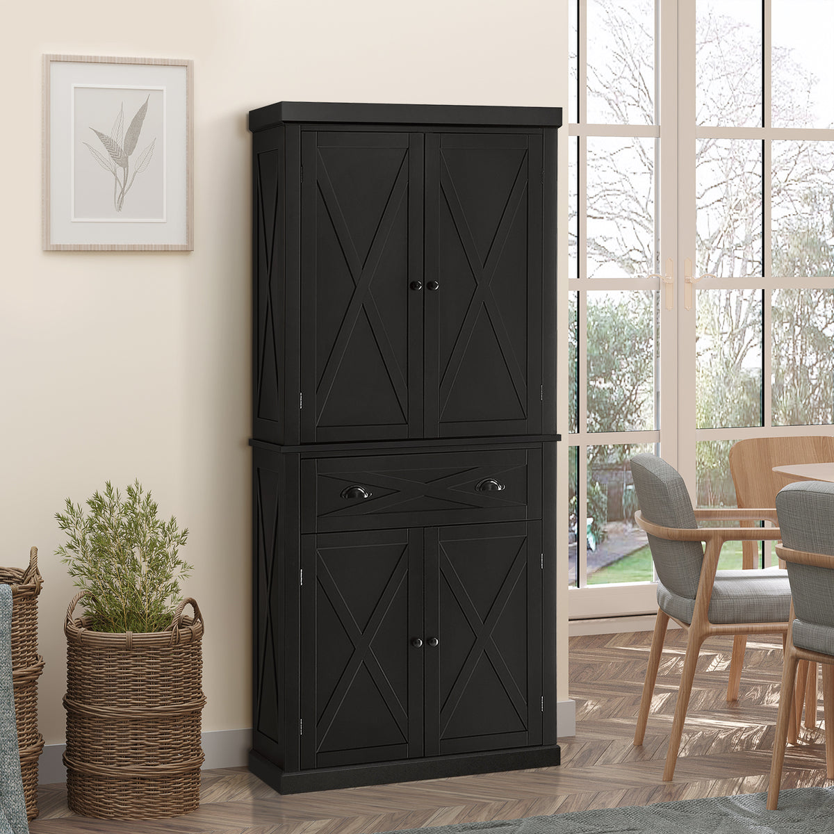 Kitchen Pantry Cabinet with 4 Doors – 30"W x 73"H