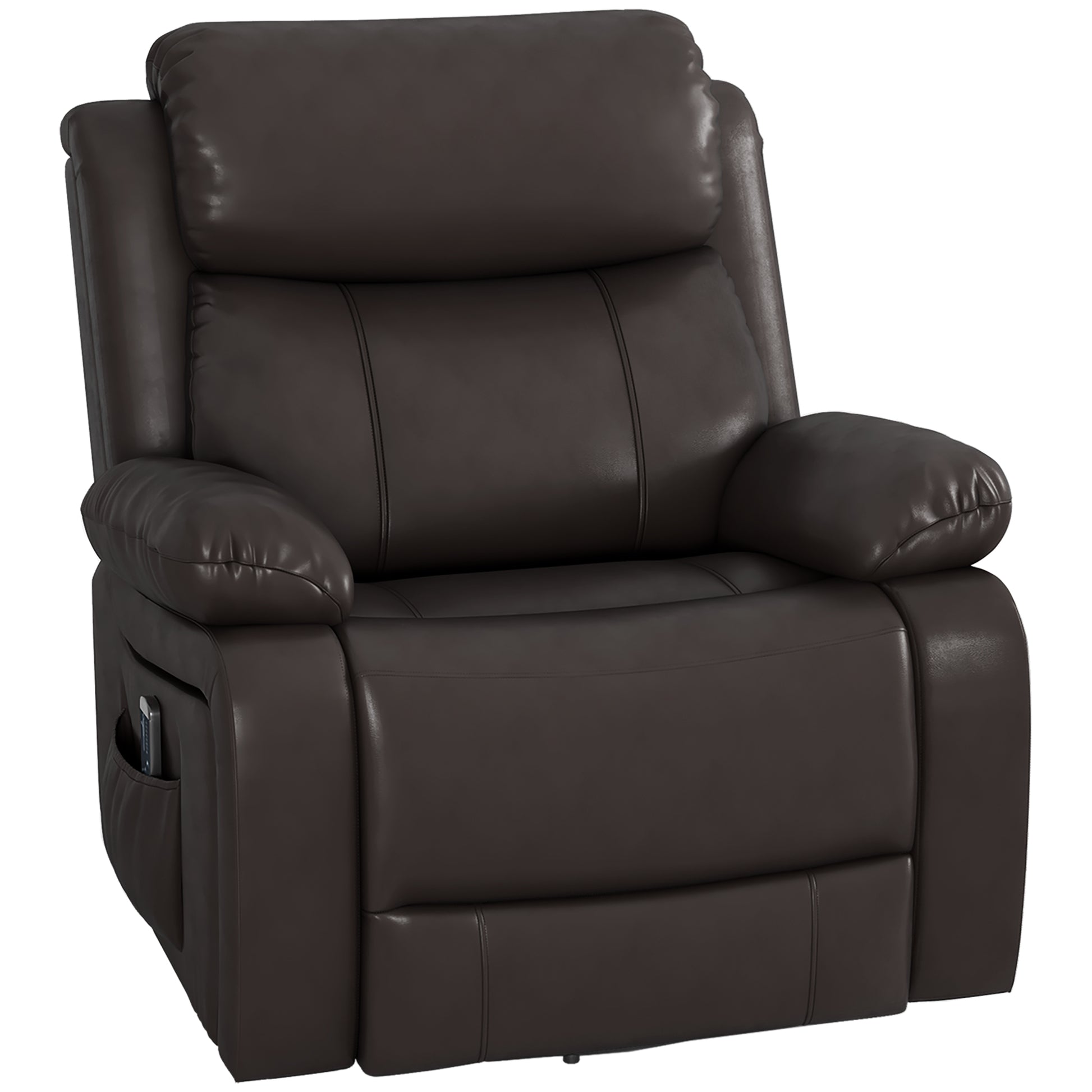 HOMCOM Brown PU Leather Massage Recliner Swivel Rocking Chair