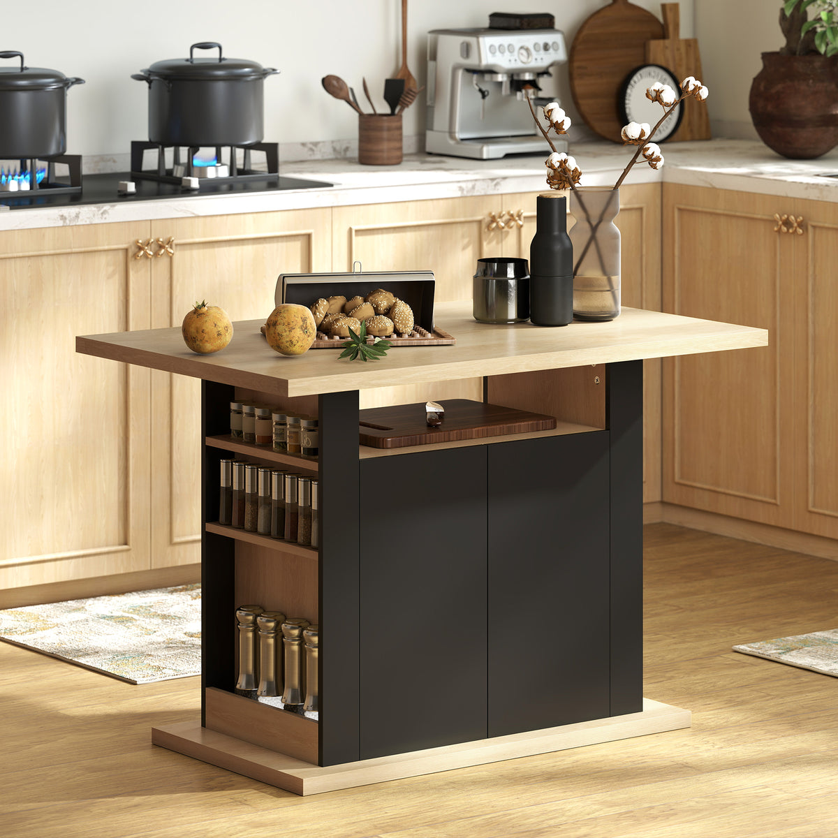 Kitchen Island Dining Table with Storage Cabinet – 43"W x 30"H
