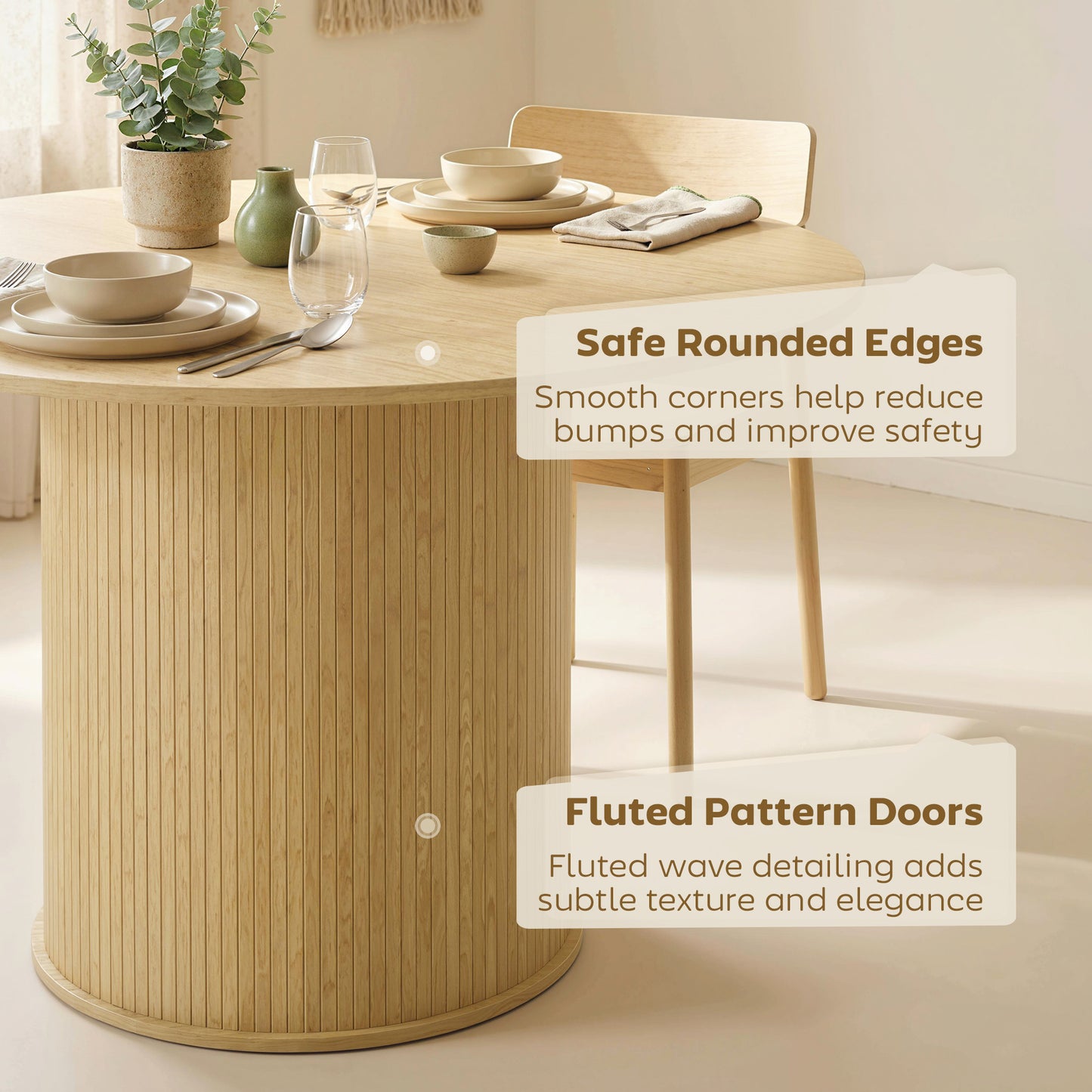 HOMCOM Round Dining Table 47in Natural Wood Pedestal Base