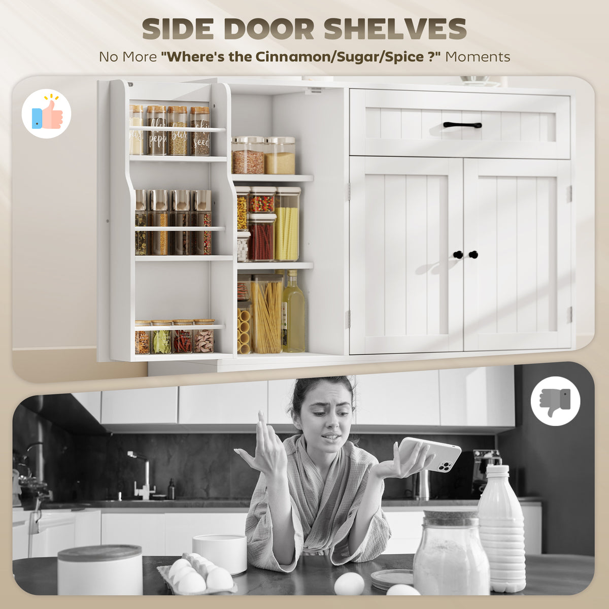 Modern Kitchen Storage Cabinet with Drawer – 43"W x 31"H