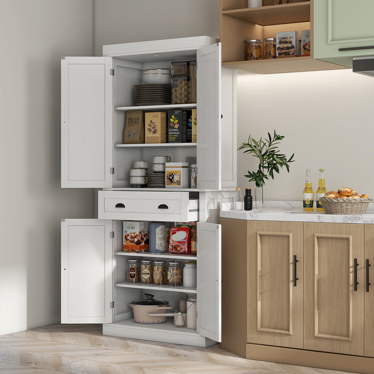 Tall Kitchen Pantry Cabinet with 2 Drawers – 30"W x 73"H