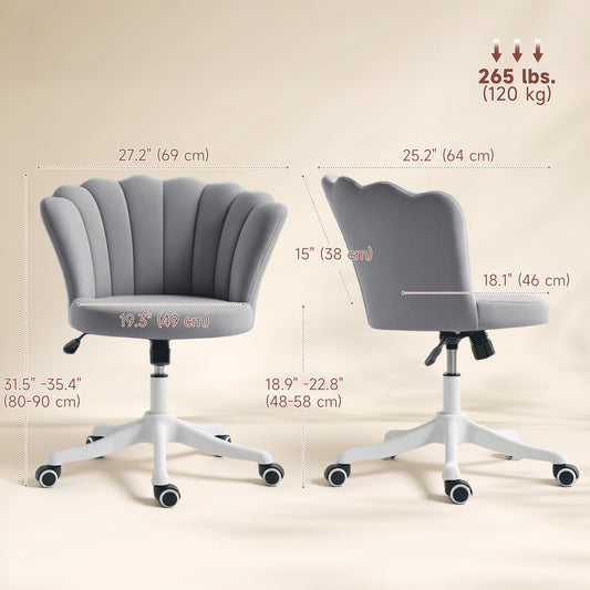Office Chair, Armless Swivel Desk Chair with Adjustable Height, Backrest, Grey
