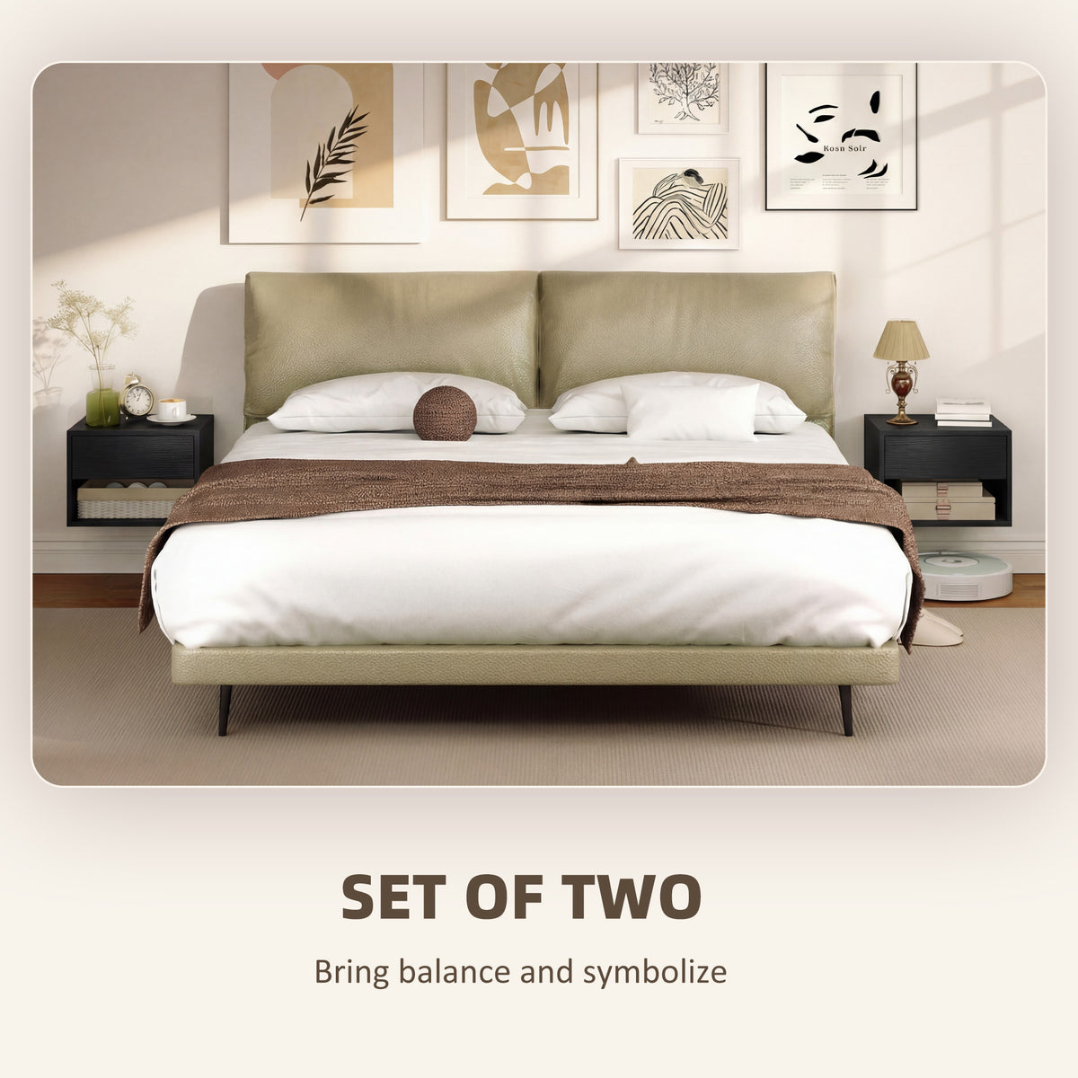 Floating Nightstands with Drawer, Set of 2 – 16"W x 11"H