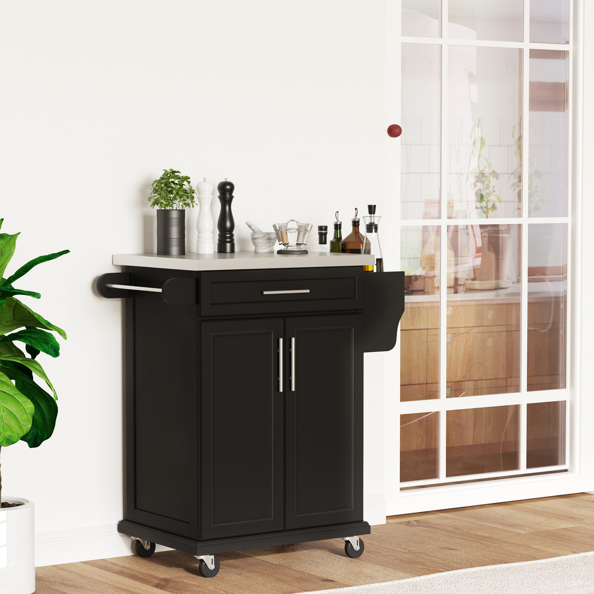Kitchen Island with Stainless Steel Top – 33"W x 36"H