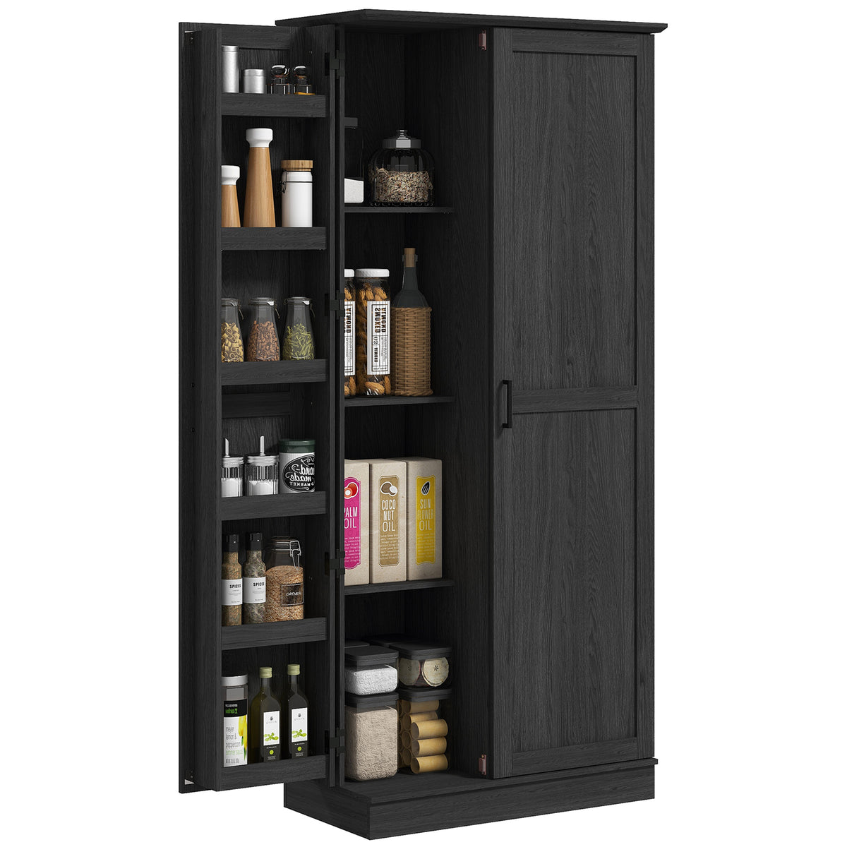 Tall Kitchen Pantry Cabinet with Door Shelves and Adjustable Shelves – 32"W x 70"H