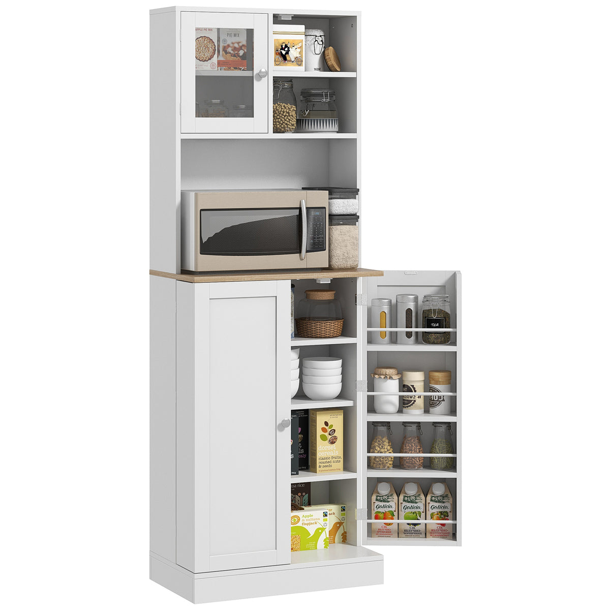 Tall Kitchen Pantry Cabinet with Adjustable Shelves – 24"W x 67"H