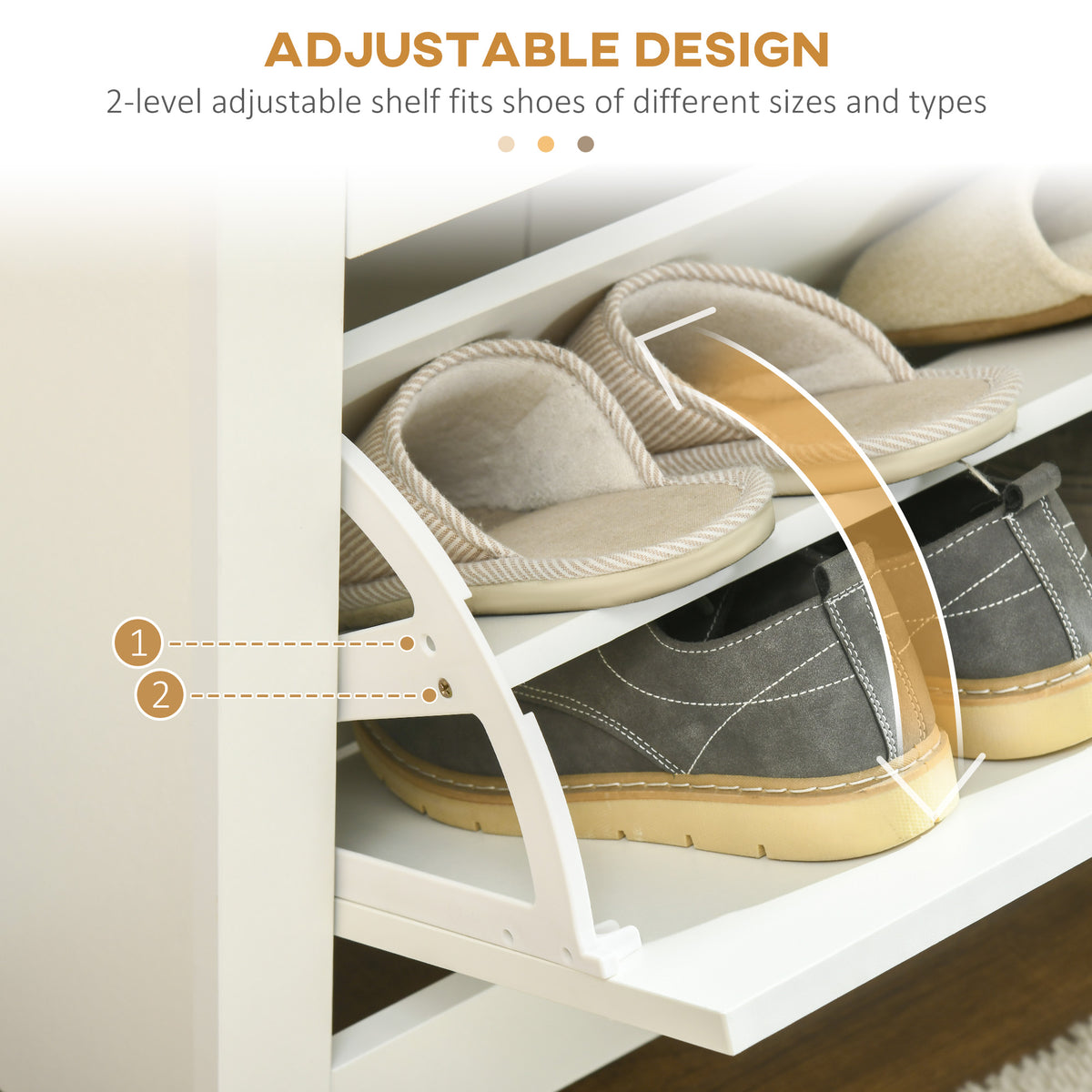 Shoe Storage Cabinet with 2 Flip Drawers – 28"W x 31"H