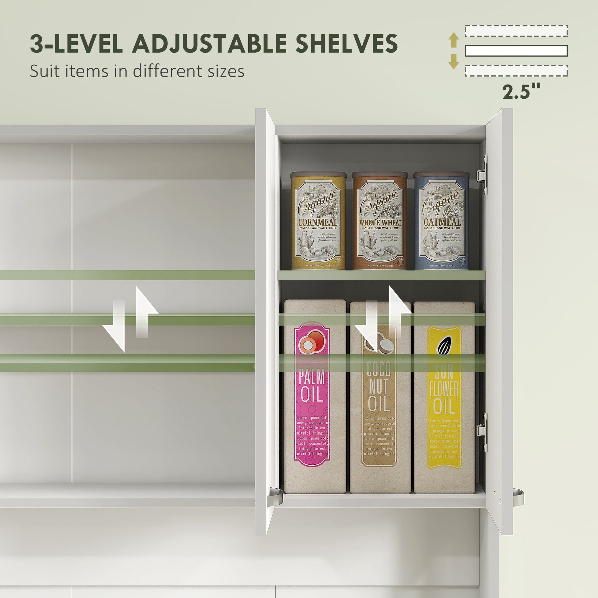 HOMCOM Modern Buffet Hutch With Storage Cabinets White