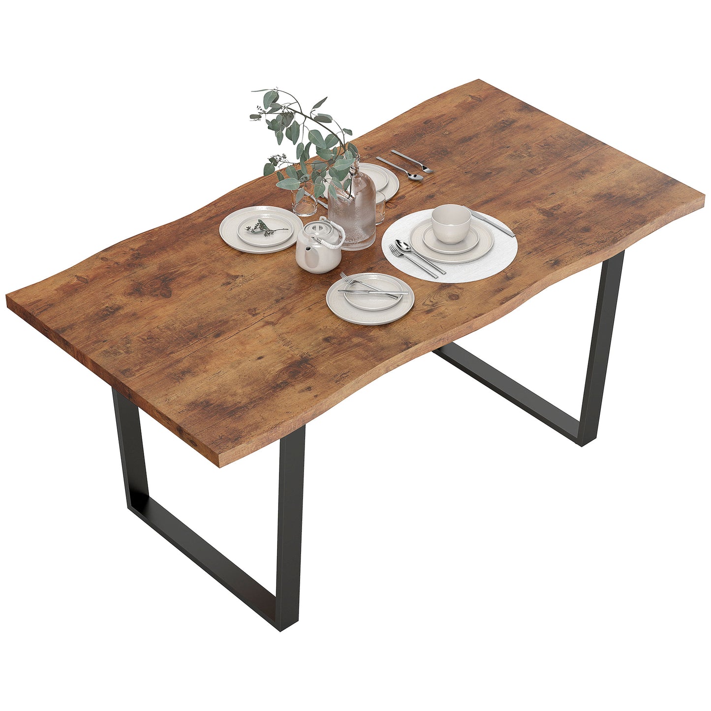 HOMCOM Industrial Dining Table 63" x 33.5" Rustic Brown