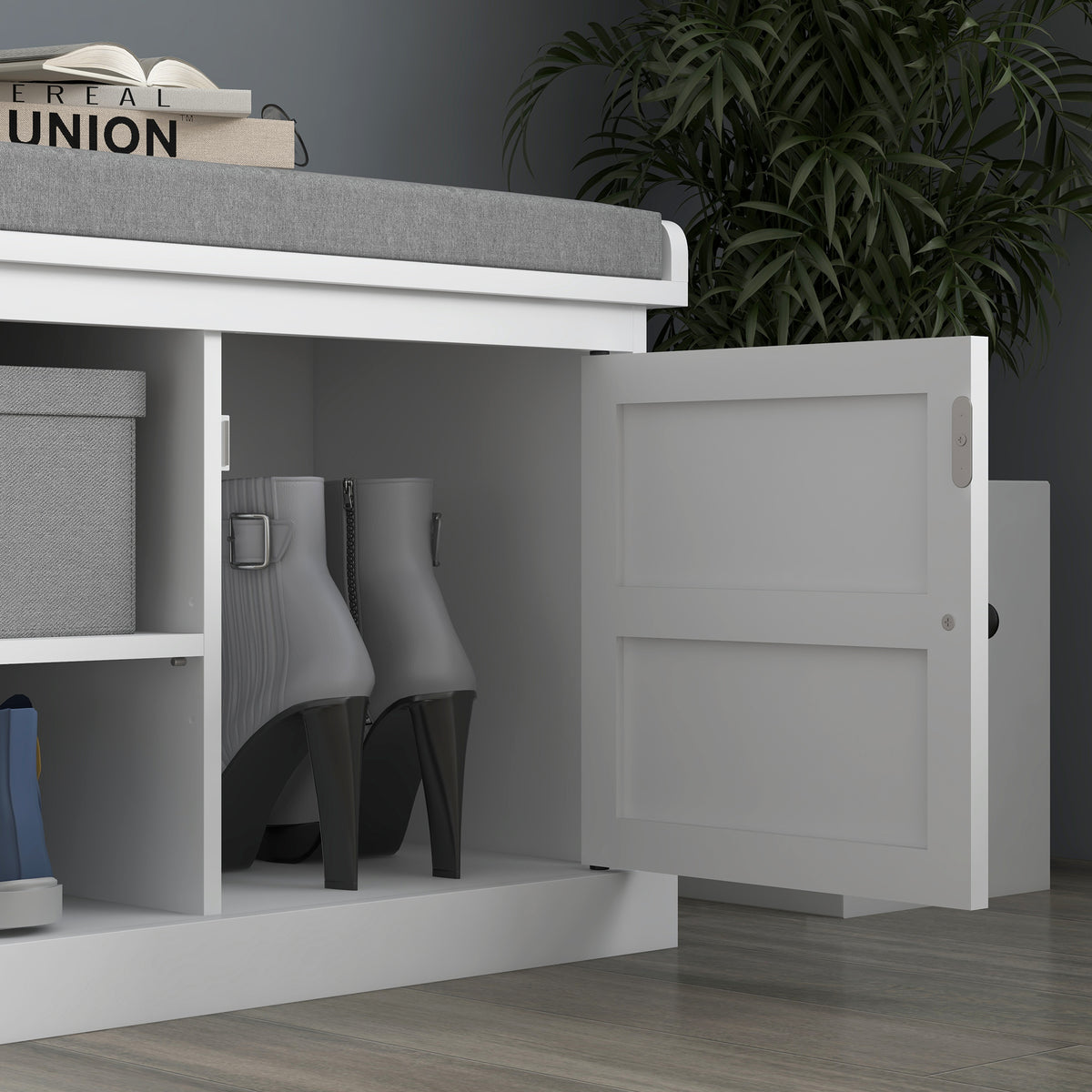 Shoe Storage Bench with Cushioned Seat – 41"W x 19"H