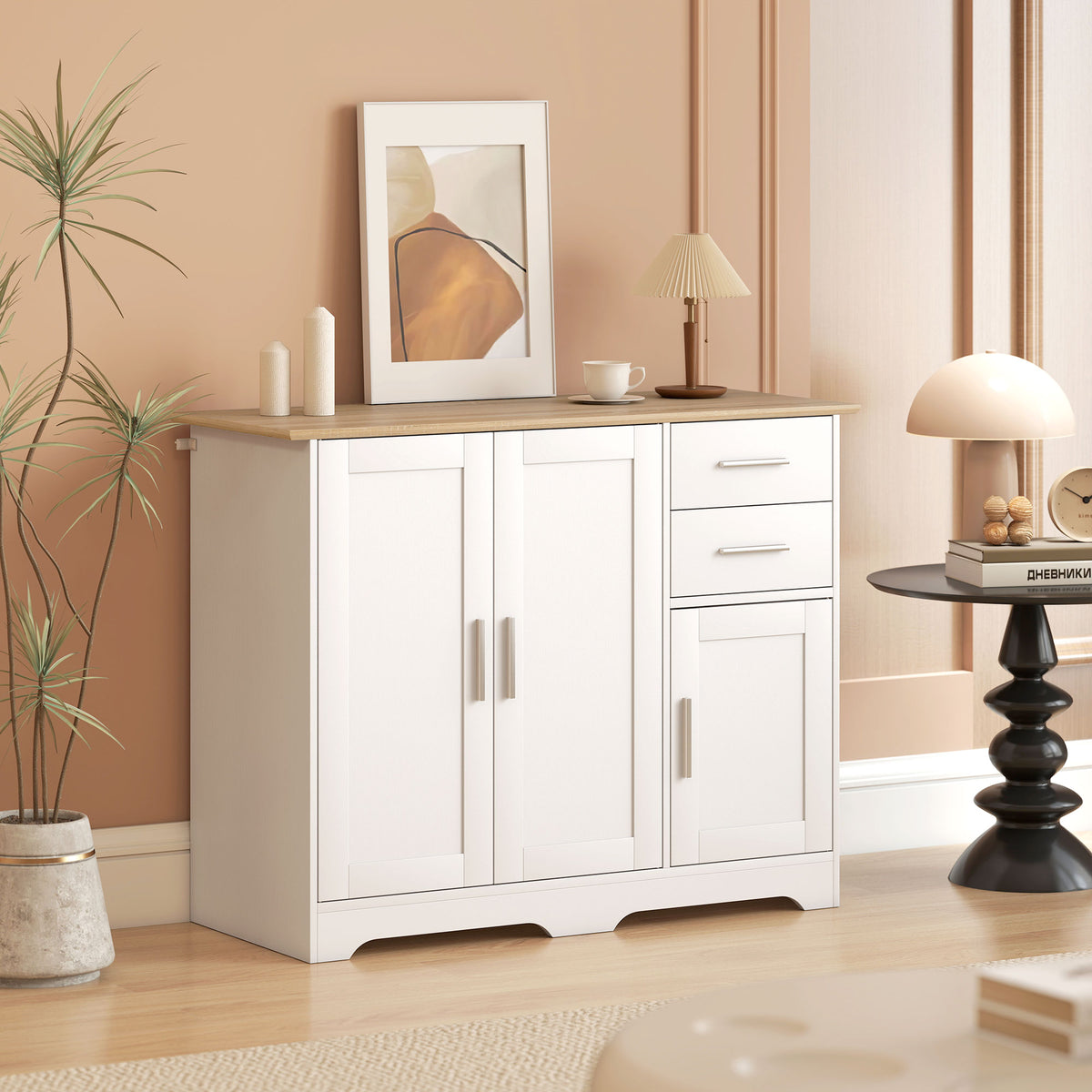 Modern Kitchen Storage Cabinet with 2 Drawers – 39"W x 31"H