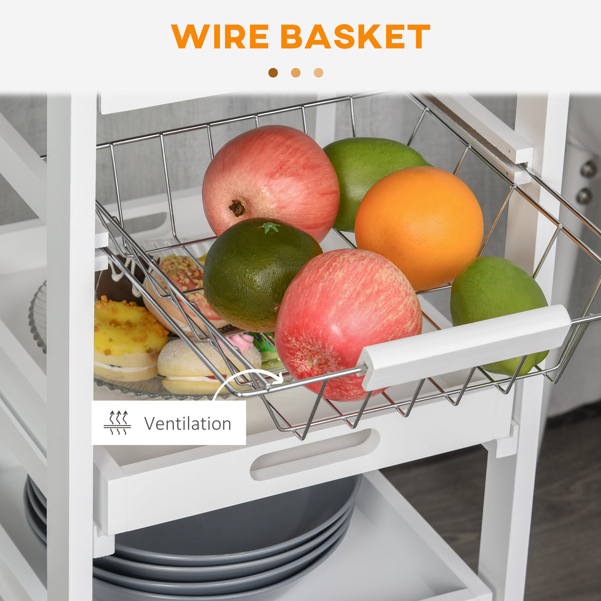 Rolling Kitchen Island Cart with Drawer – 15"W x 32"H