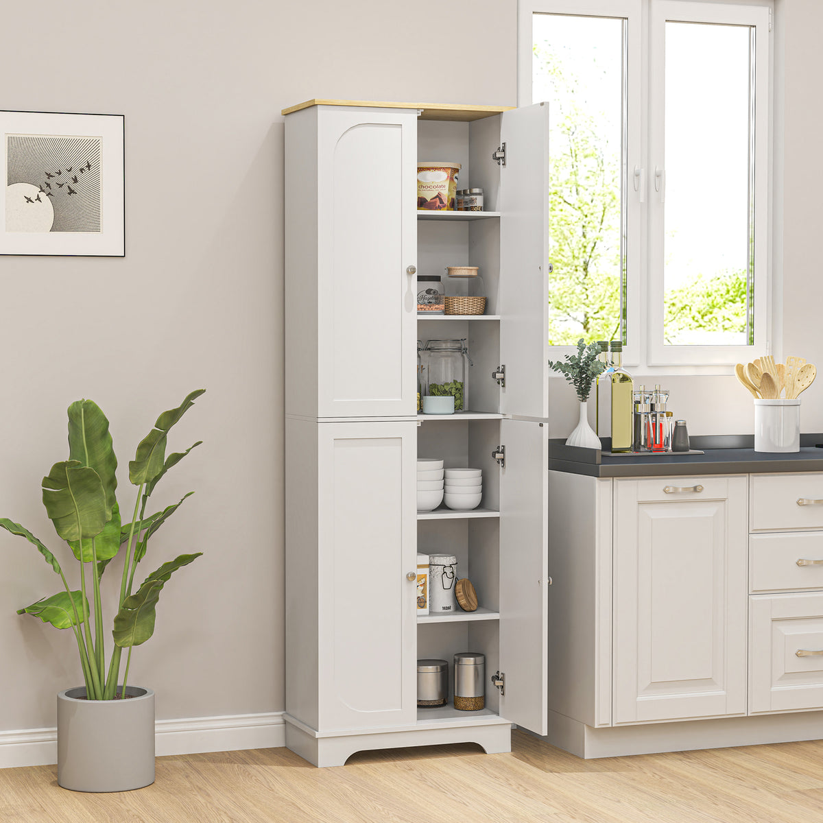 Kitchen Pantry Cabinet with Adjustable Shelves – 24"W x 72"H