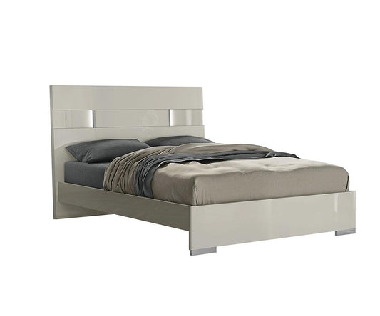 Latina King Bed: Modern Grey, LED Headboard, Solid Wood, Durable Construction