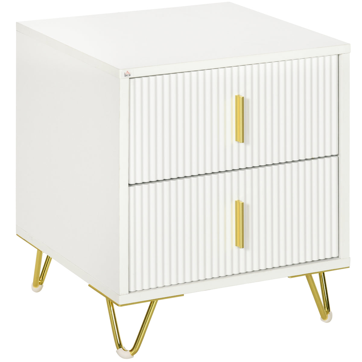 Modern 2-Drawer Nightstand with Metal Legs – 16"W x 19"H