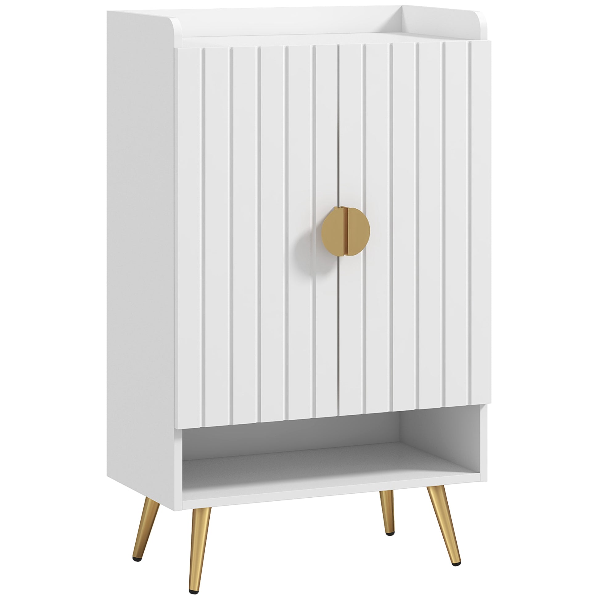 HOMCOM Narrow Entryway Shoe Cabinet, Adjustable Shelves, Open Storage, Holds 15 Pairs, White