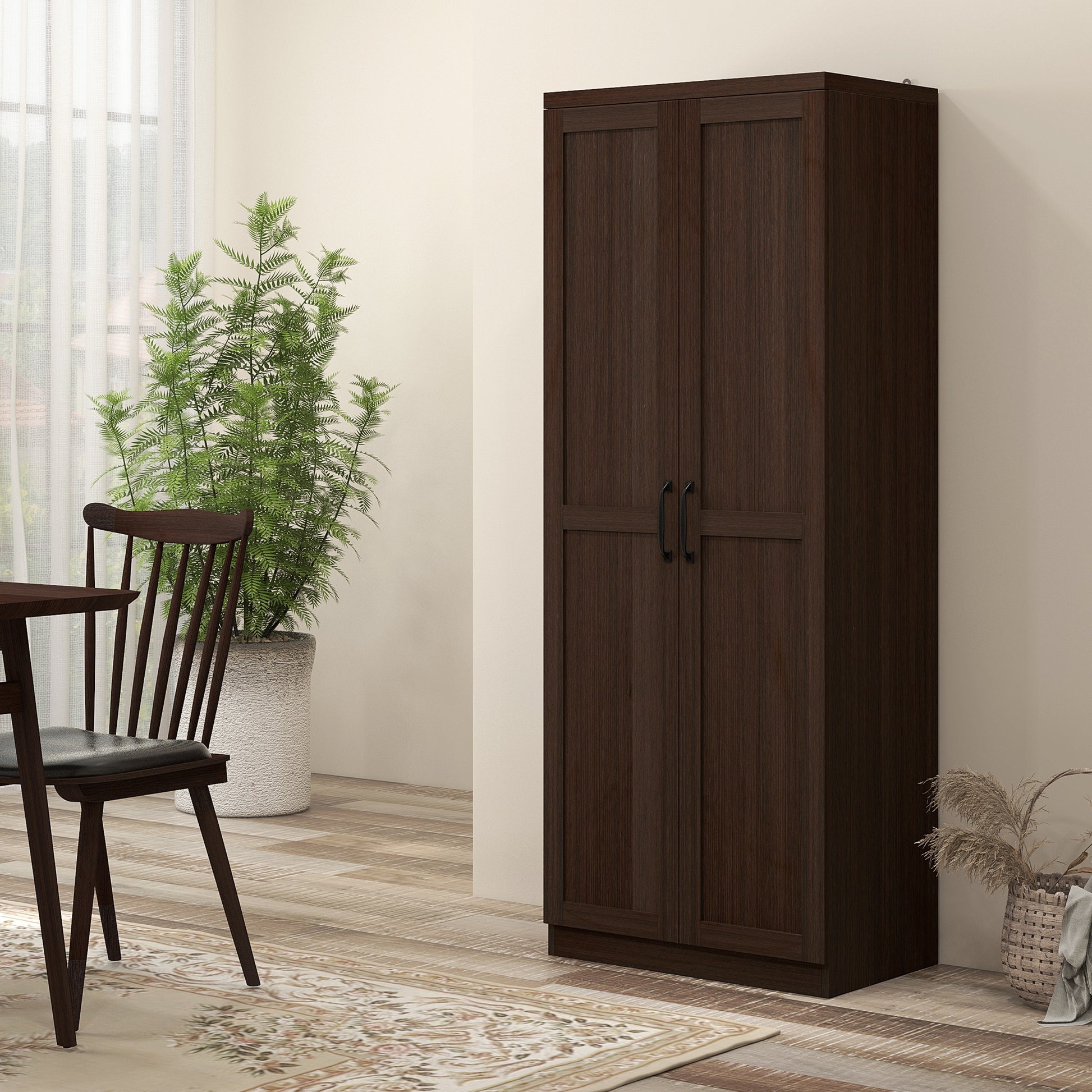 HOMCOM 63" 5-Tier Kitchen Pantry Cabinet Dark Brown