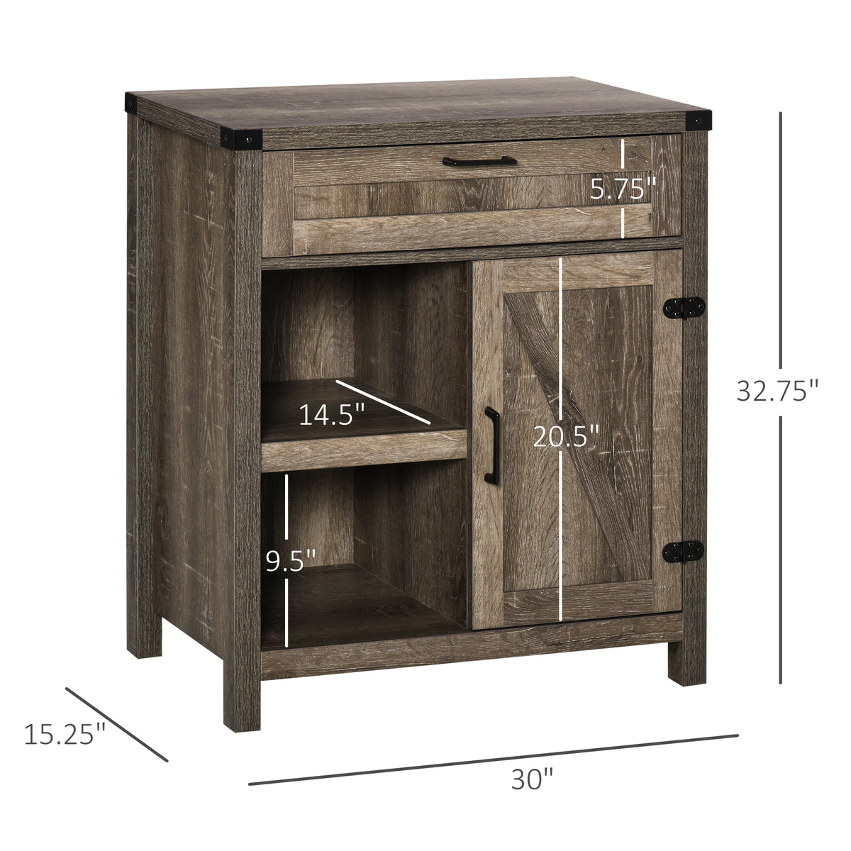 Farmhouse Sideboard with Barn Doors – 30"W x 33"H
