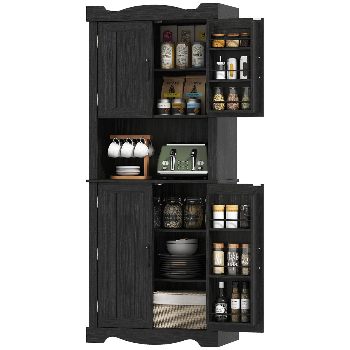 Kitchen Pantry Cabinet with 12 Door Shelves – 30"W x 73"H