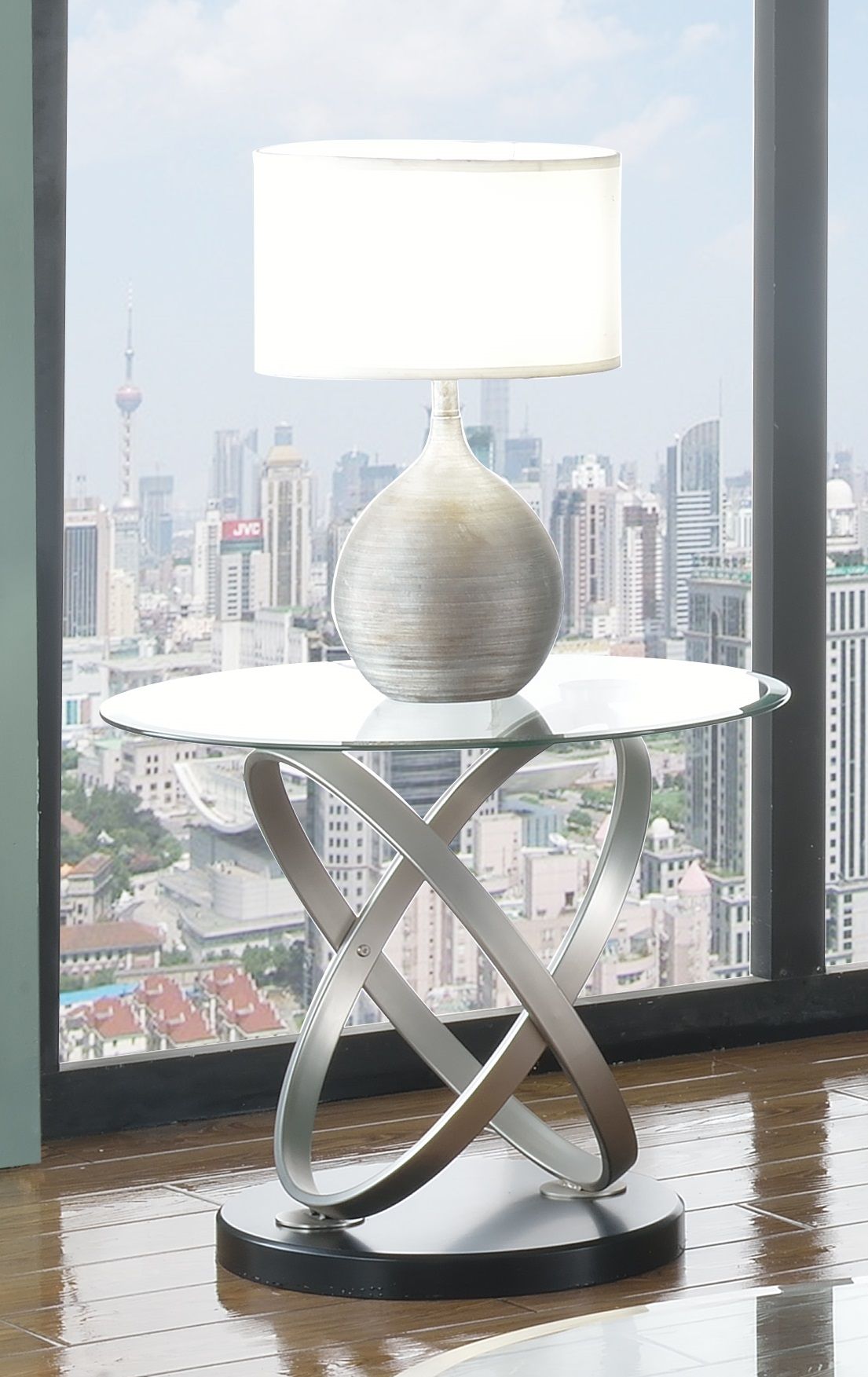Glass End Table – Black/Silver