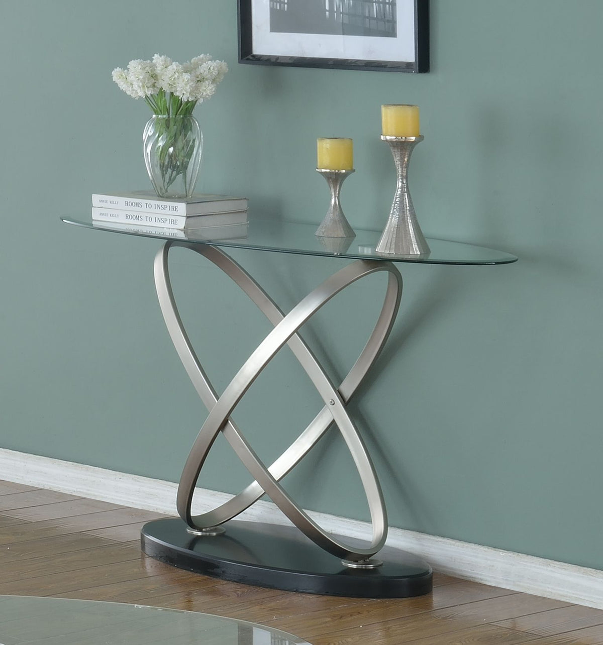 Glass Sofa Table – Black/Silver
