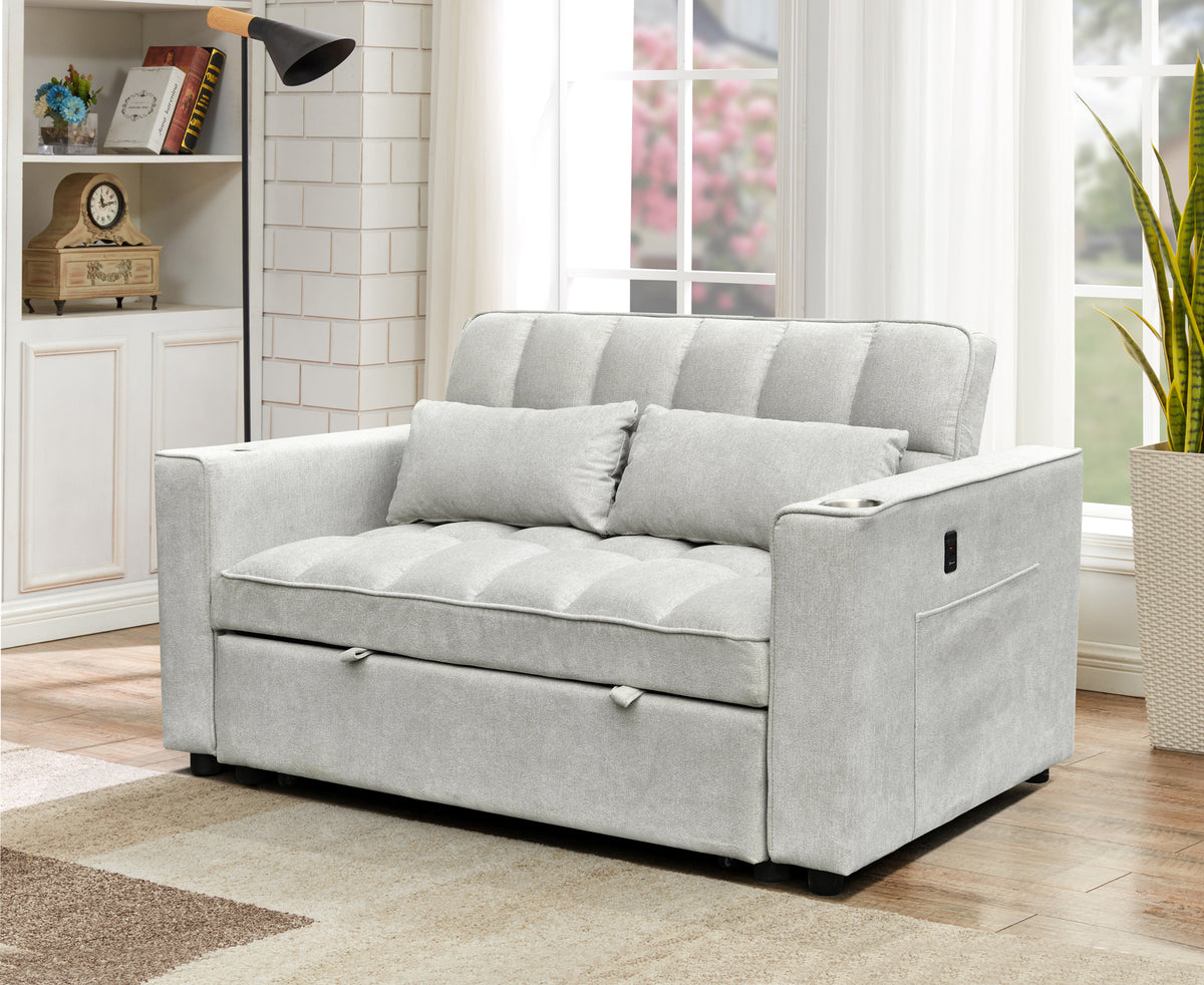 Silver Grey Pull-Out Sofa Bed