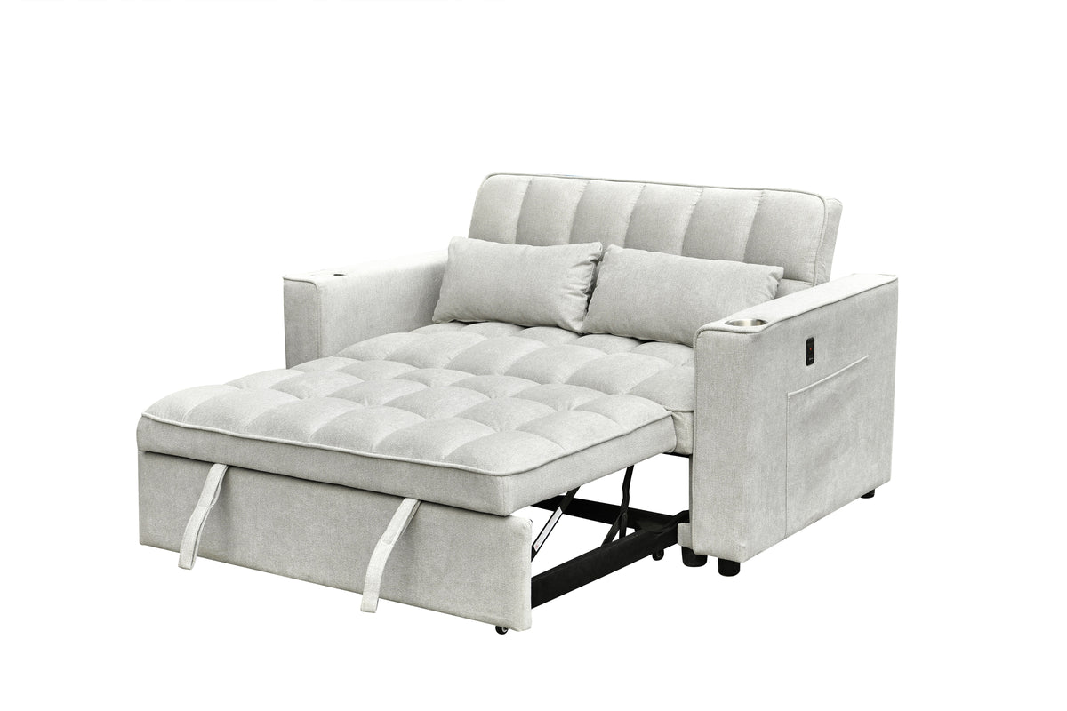 Silver Grey Pull-Out Sofa Bed