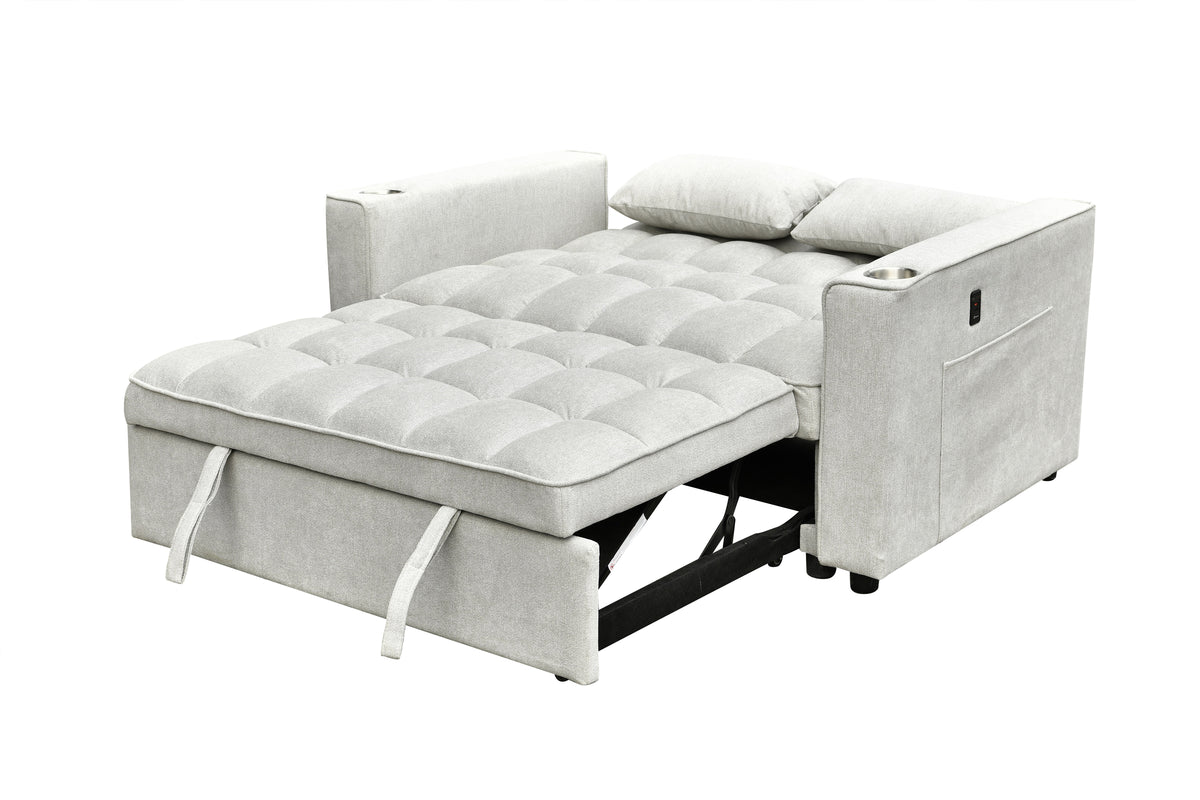 Silver Grey Pull-Out Sofa Bed